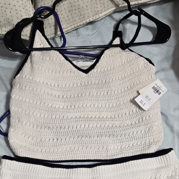 Abercrombie & Fitch co-ord tiered knitted crochet Top Sz Large  NWT - Picture 2 of 9